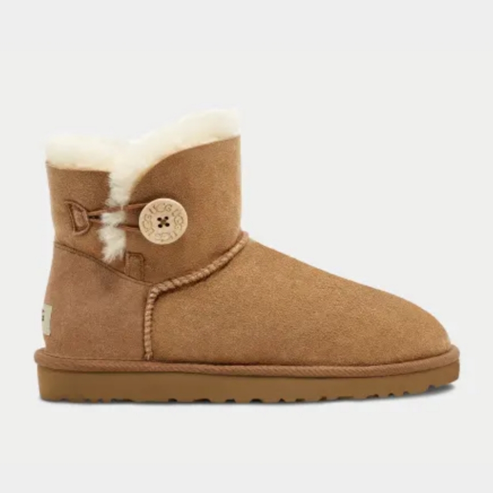 UGG mini bailey button chestnut/ tan, size 8 or 9, new in box - Picture 8 of 13